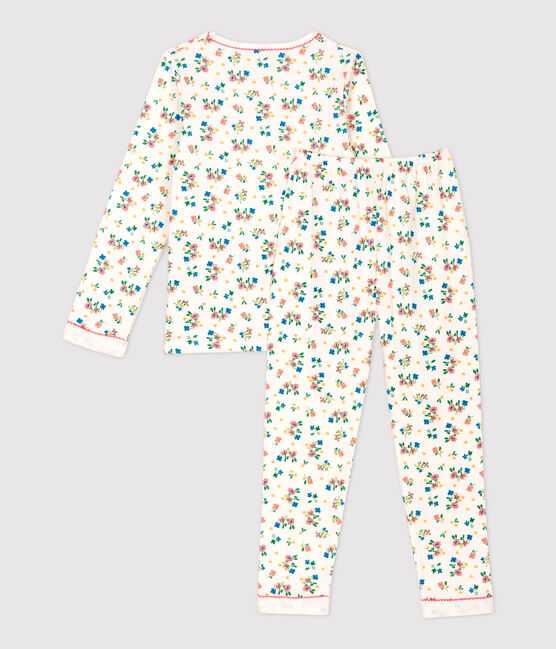 Girls' Floral Print Tube Knit Pyjamas MARSHMALLOW white/MULTICO white